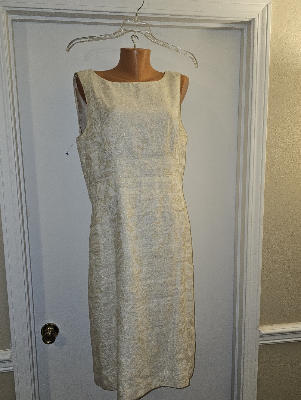 Talbots Cream Sleeveless Midi Sheath Dress